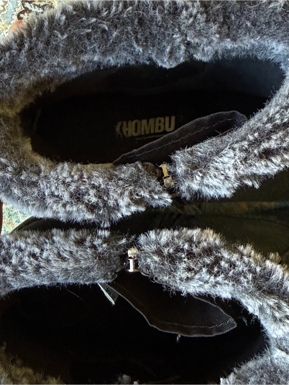 Khombu Iris Suede Ankle Boots Faux Fur Winter Side Zip Black Women’s 8M